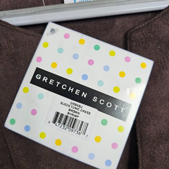 NWT GRETCHEN SCOTT Faux Suede Tunic Dress CHOCOLATE BROWN size XXS 3/4 Sleeve - Picture 5 of 8